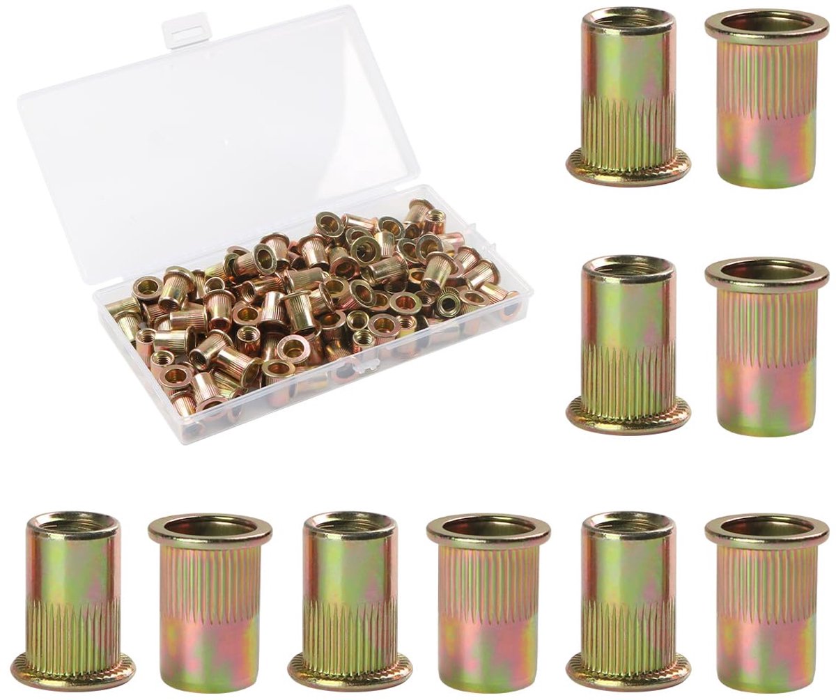 Klinkmoeren M6, koolstofstaal verzinkt klinkmoer, ronde binnendraad, platte kop klinkmoeren, klinkmoeren, hulsmoeren gebruikt klinkmoeren voor buizen, metalen platen