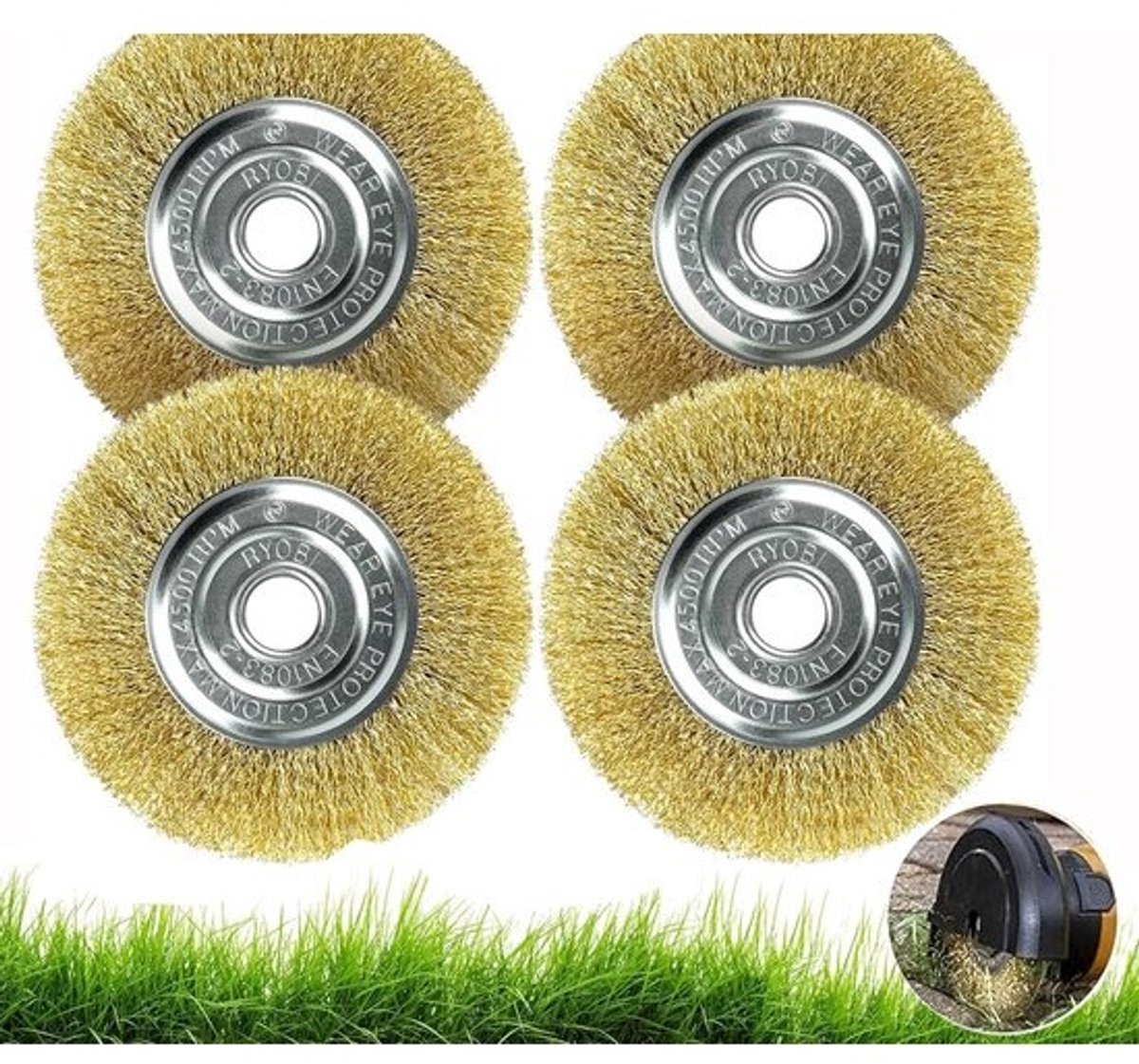 Dailygoods-voegenborstelset - 4 stuks - draadborstel - voor Gloria Multibrush/Weedbrush - Ø11,5 cm - voor bodemreiniging - robuuste constructie - slijtvast