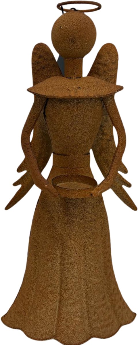Countryfield Engel Theelichthouder IJzer Roest - 39 x 18,5 cm Bruin