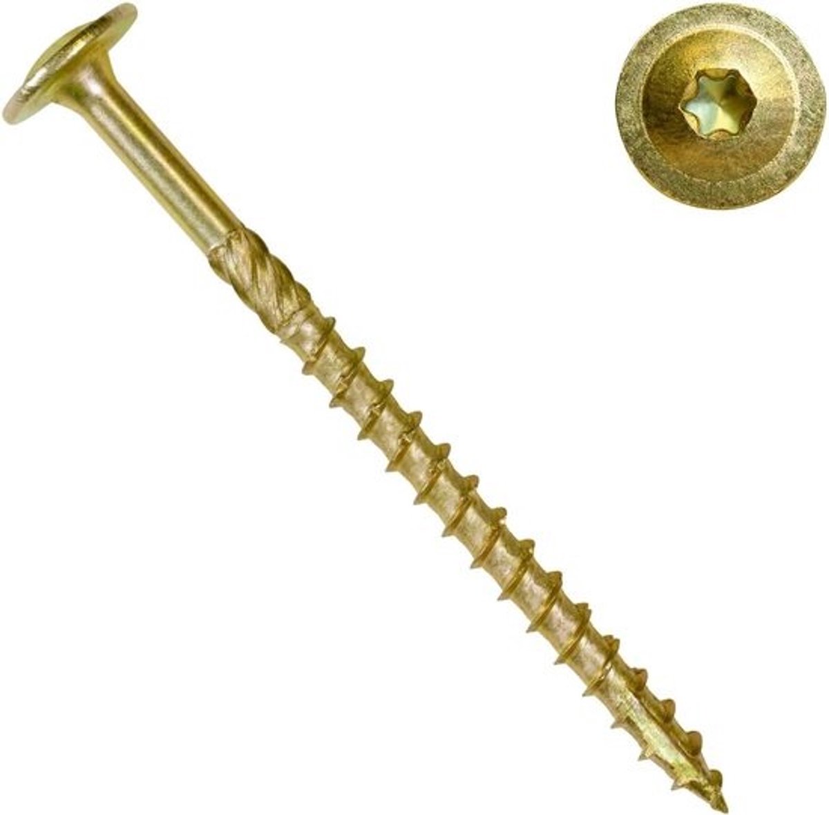 Schroeven met goedkeuring - Houtschroeven - tellerkop - Houtconstructies maken - Hoge trekkracht - zonder ring - 8x100 mm - Geel verzinkt