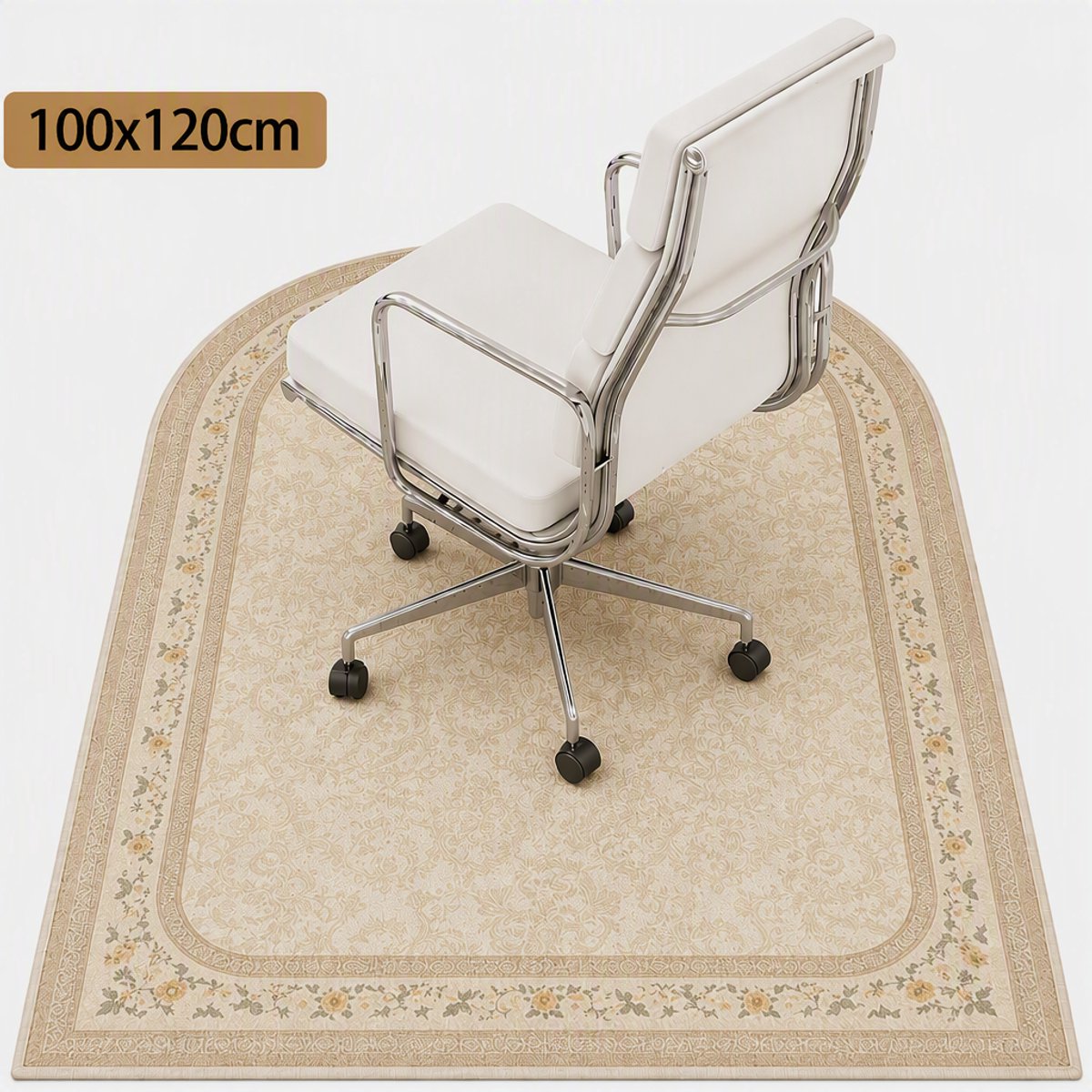 TEKROA® Vloerbeschermers - Bureaustoelmat 120 x 100cm - Antislip - Wasbaar - Geluiddempend - Beschermt harde vloeren -Lichtbruin