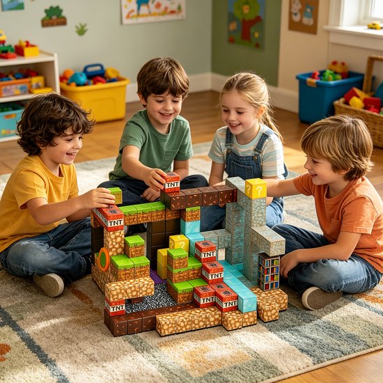 Magnetisch bouwblokkenspeelgoed – 220 stuks - inclusief 2 minifiguren - Magnetische bouwblokken – Bouwblokkenspeelgoed - Magnetische kubussen – Magnetisch bouwspeelgoed – Montessorispeelgoed – Kinderspeelgoed – Educatief speelgoed
