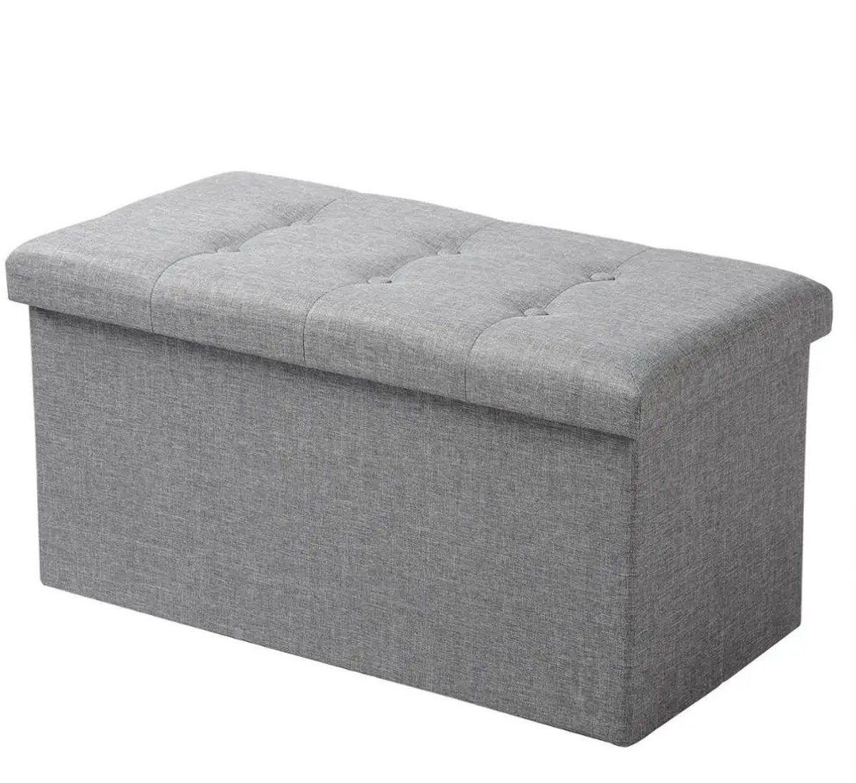G&G poef met opbergruimte - Opbergbank - Opbergbox - Speelgoedkist - Met deksel - Opvouwbaar - 76x38x38cm - Linnenstof - Grijs