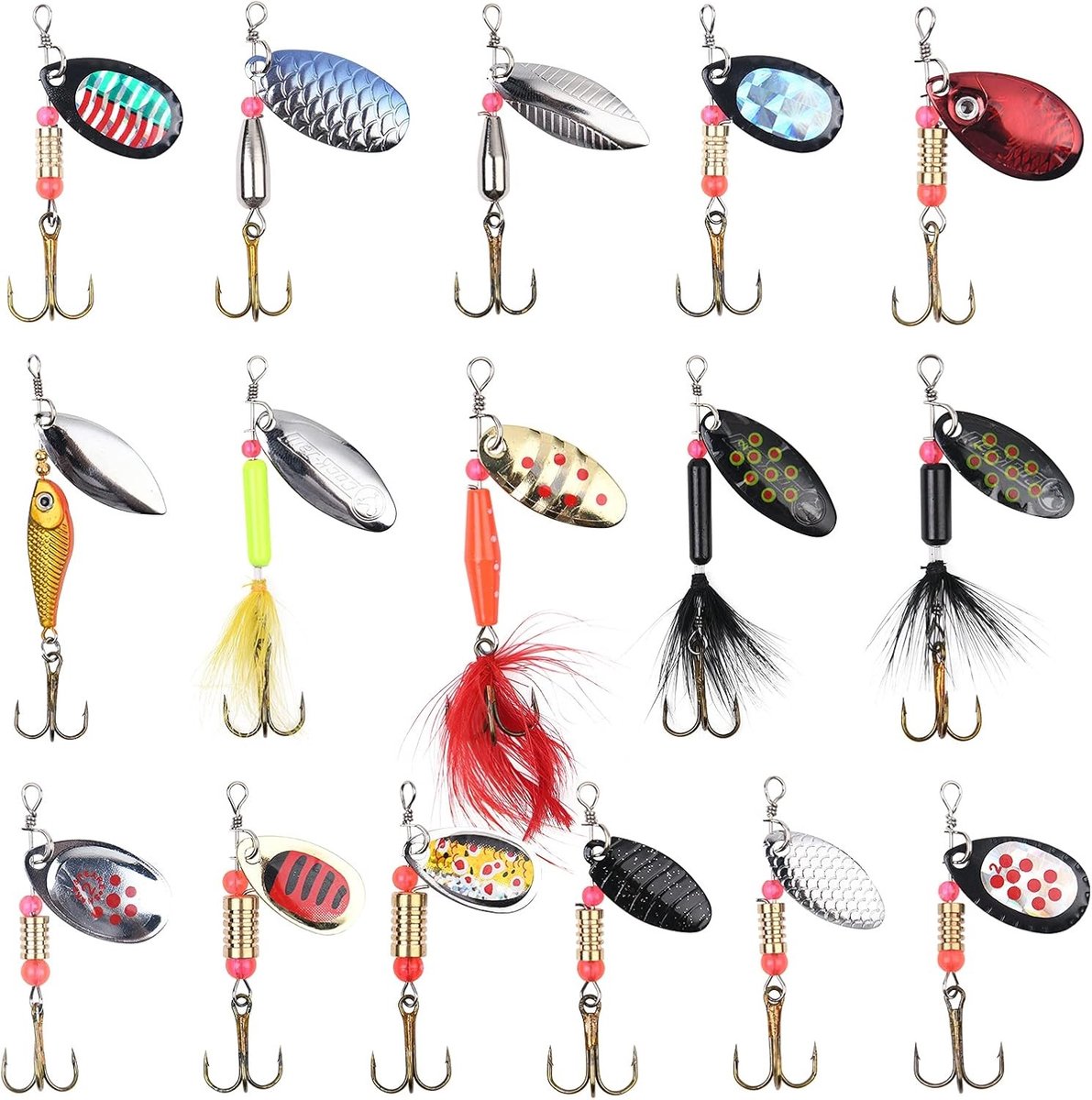 Set van 16 Vissersaas met Spinners, Jig Haken en Sequin Spinner Lures voor Effectieve Visserij