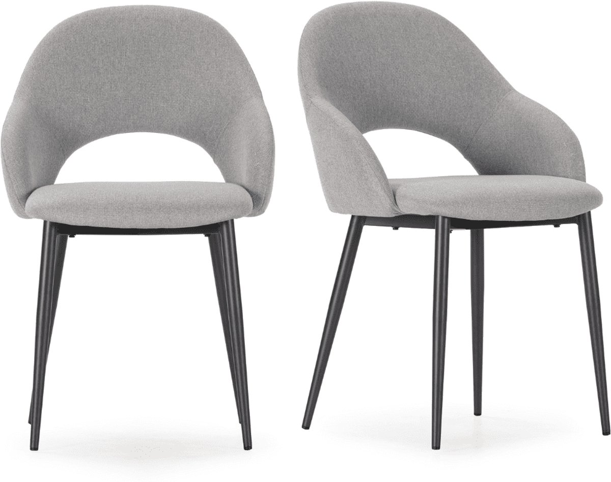 CaliCosy Stoelen Set van 2 in stoffen met metalen poten, H84 cm - LILA Grijs