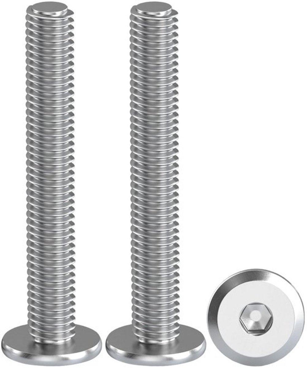 RVS schroeven - M6 x 50mm - Platte inbuskop - Volledige draad - Halfronde kop - Set van 20 voor diverse toepassingen