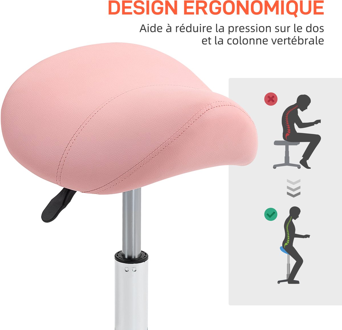 Zadelkruk - in hoogte verstelbaar 49-61 cm, op wielen, zadelzitting, tot 120 kg, 52x53x49-61cm