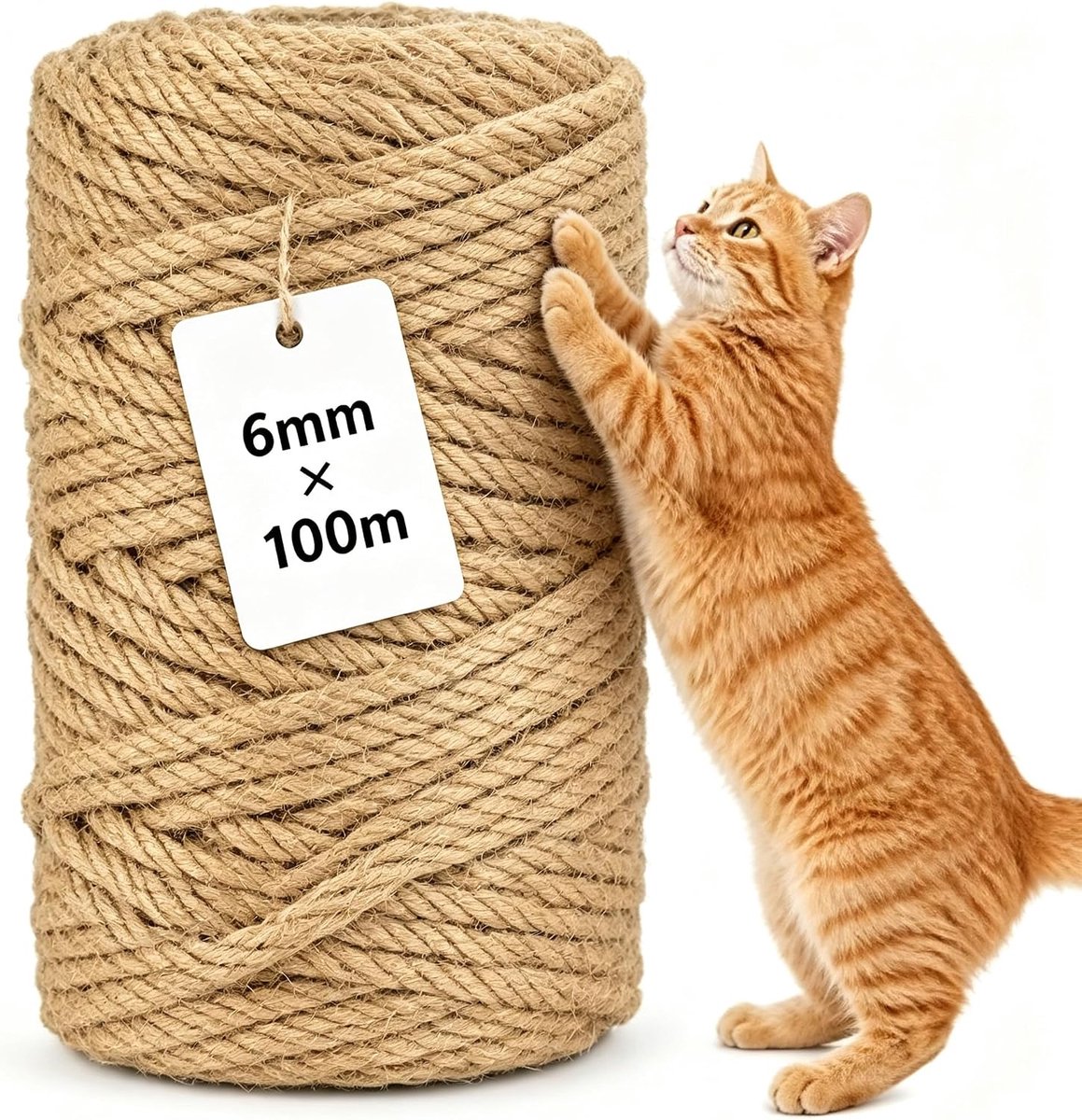 Sisal touw 6 mm x 100 m - natuurlijk jute - scheurvast - ideaal voor krabpaal en tuin - ShopVlot