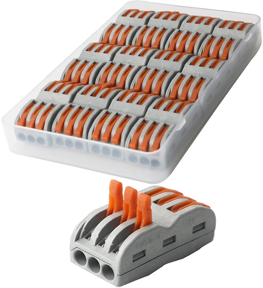 SnelShoppen - SPL-3 Kabelverbinder, Universele Snelle Aansluitklemmen, 12 Stuks, Voor Vast en Flexibel Draad, 400V, 32A, Ideaal voor Bouwbedrading