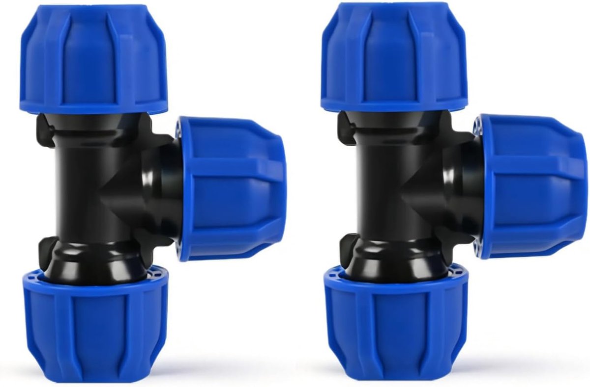 25 mm PE-buisfitting - 2 stuks PP-fittingen voor waterleidingen, snelle montage, ideaal voor irrigatiesystemen, binnen- en tuinwaterinstallaties, hoge dichtheid