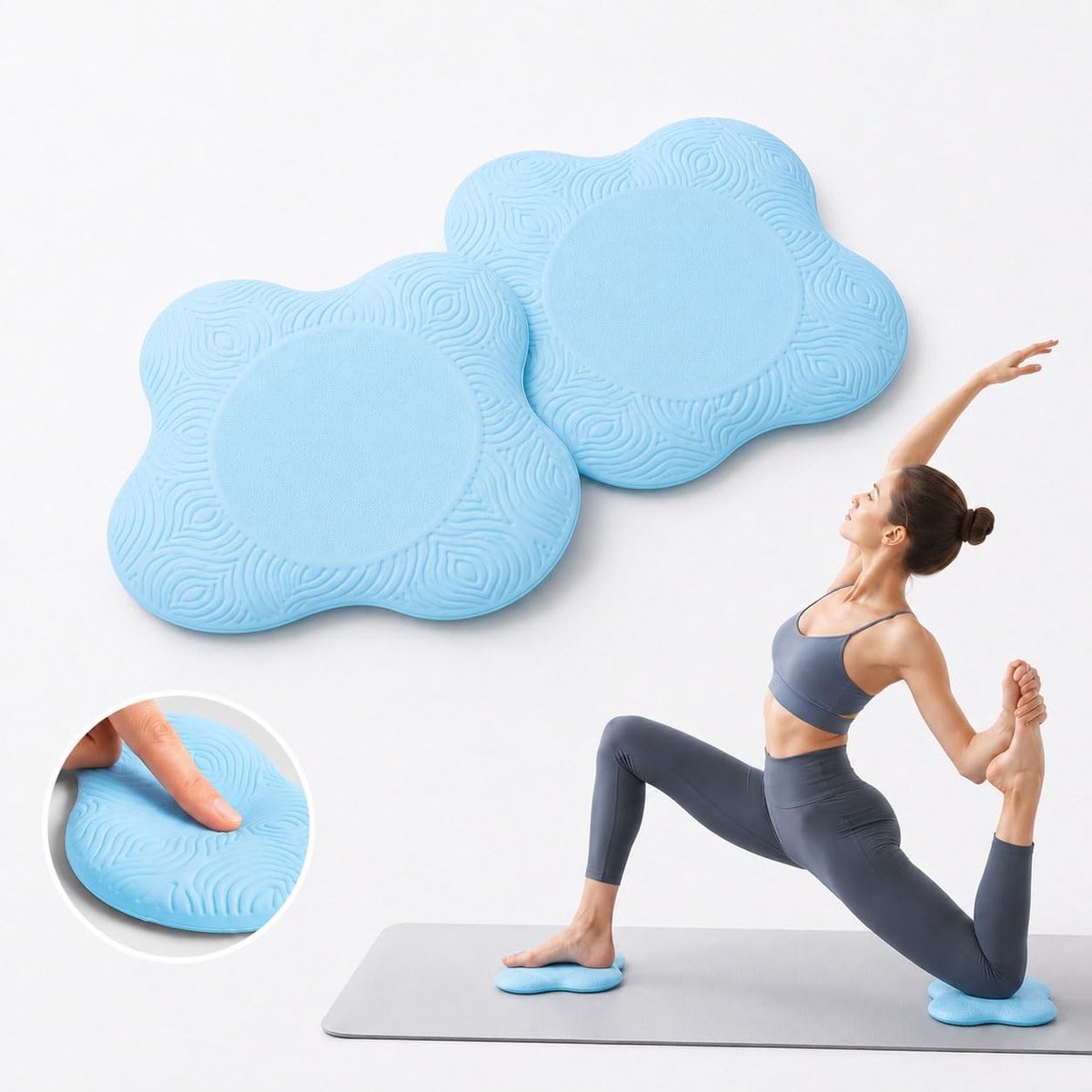 Yoga-knie- en elleboogkussen, extra dik schuim voor knieën, ellebogen, polsen, handen en hoofd, pilates- en kniebeschermers, 2 verpakkingen