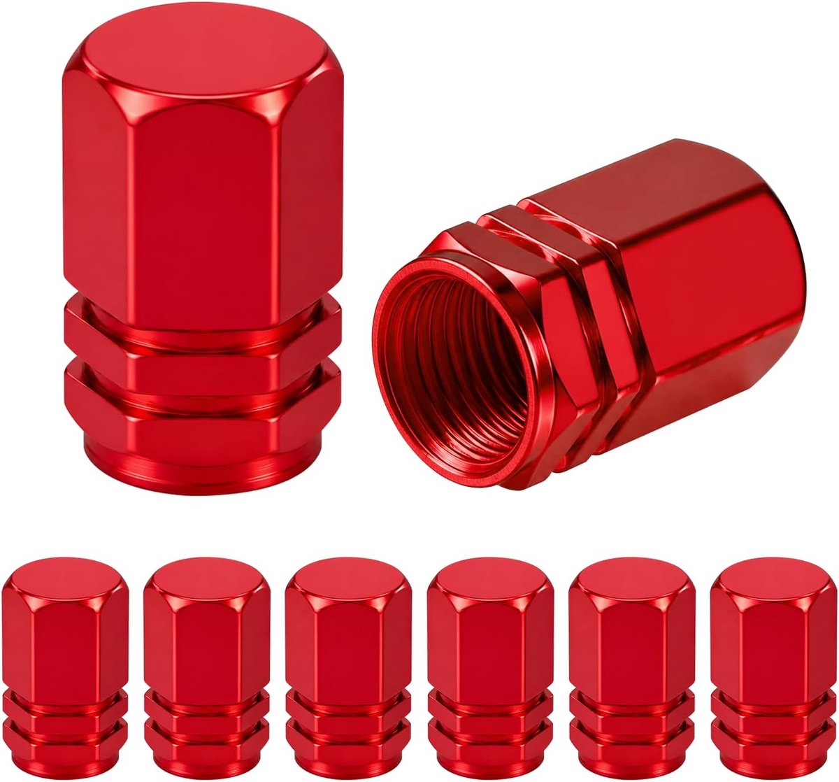 Ventieldoppen auto rood, universele autoventieldop aluminium