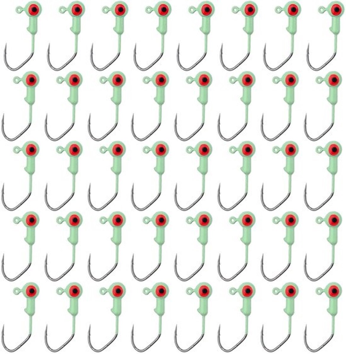 Dailygoods - Jigheads - 40 stuks - Glow-in-the-dark - Crappie-loodkoppen - 3D-ogen - Lichtgewicht - Roestvrij staal - Ideale visaccessoires - Vishaken