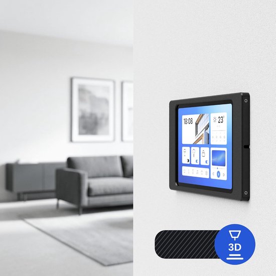 Wandhouder voor Samsung Galaxy Tab A9 / A11 (8,7 inch) - Perfect Passend & Plat Frame voor Smart Home Display & Dashboard - Vaste Montage met Kabeldoorvoer - Zwart — afbeelding 3