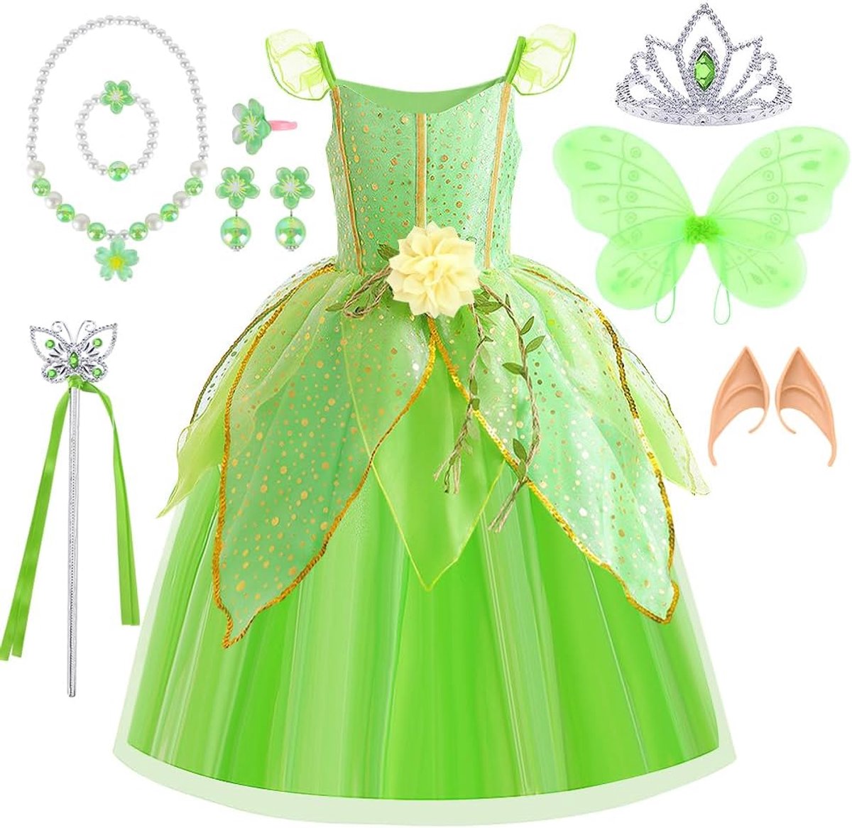 Kostuum voor meisjes, fee, prinses, kostuum, fee, vlinder, prinses, jurk, meisjes, fee, prinses, jurk voor kinderen, feest, verjaardag, carnaval, Halloween, cosplay