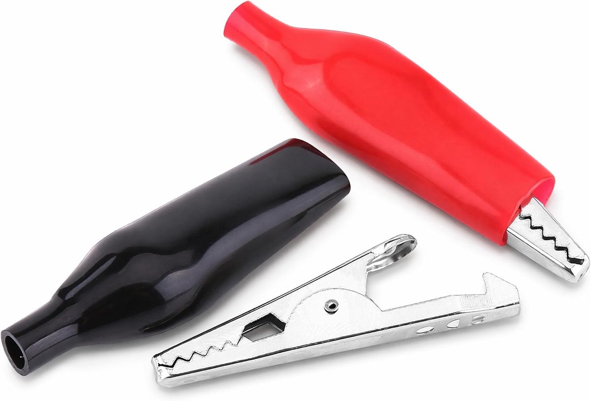 Krokodillenklemmen, 20st 28 MM krokodillenklemmen Metalen krokodillenklemmen Elektrische klem voor testprobe Meter en kabelgeleiderclip, zwart en rood,