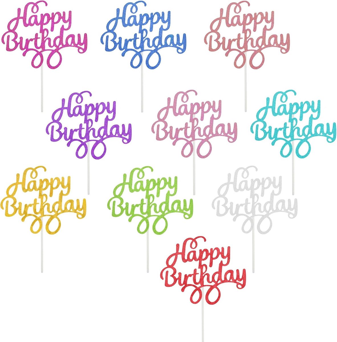 30 stuks Happy Birthday taartdecoratie, taartdecoratie(10 kleuren)