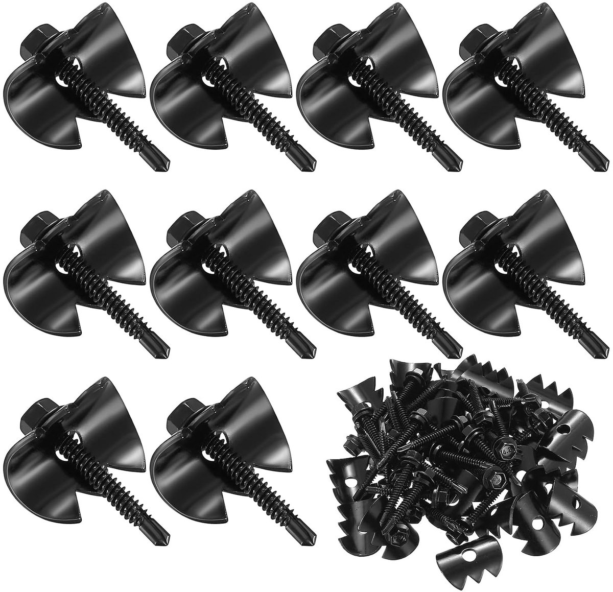 33 stuks schroefklemmen voor hekken van gevlochten draadgaas, hekklemmen, schroeven, herbruikbare klemmen met gekartelde klauwen voor gevlochten netten en hekken