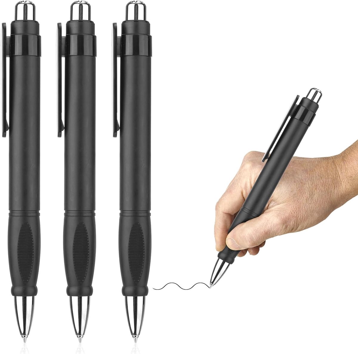 Grote, zware, oversized verzwaarde pennen - 3 stuks, comfortabele hoes voor artritis en ouderen, zwart