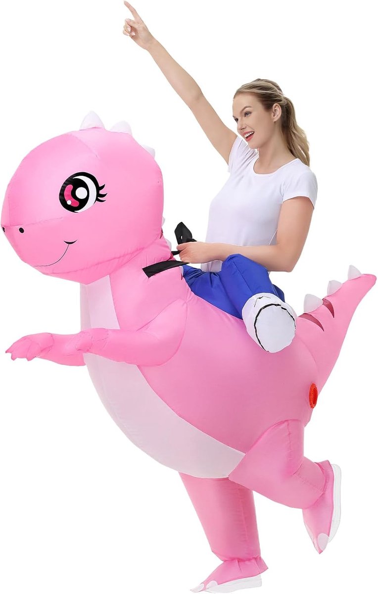 Opblaasbaar dinosauruskostuum voor volwassenen, grappige rit-on, opblazen, Halloween-kostuums voor vrouwen/heren, vakantie, feest, cosplay kostuums