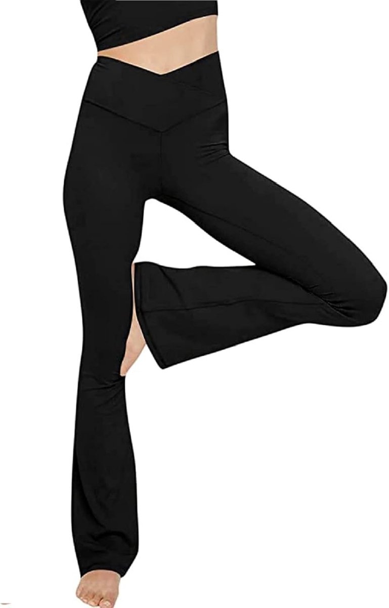 Yogabroek voor dames, met zakken, V-taille, bootcut, sportbroek, vrijetijdsbroek, joggingbroek voor fitness