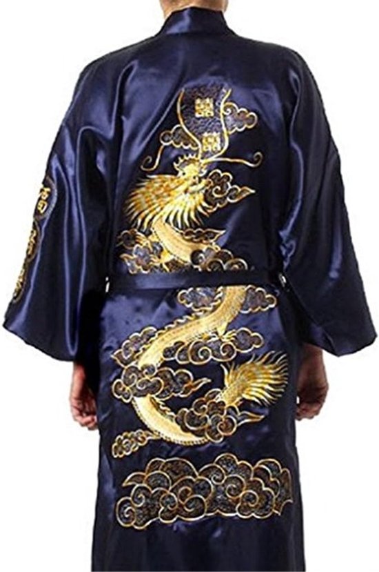Ochtendjas badjas satijn zijden badjas kimono jurk draak borduurwerk Yukata Hakma Vintage — afbeelding 5