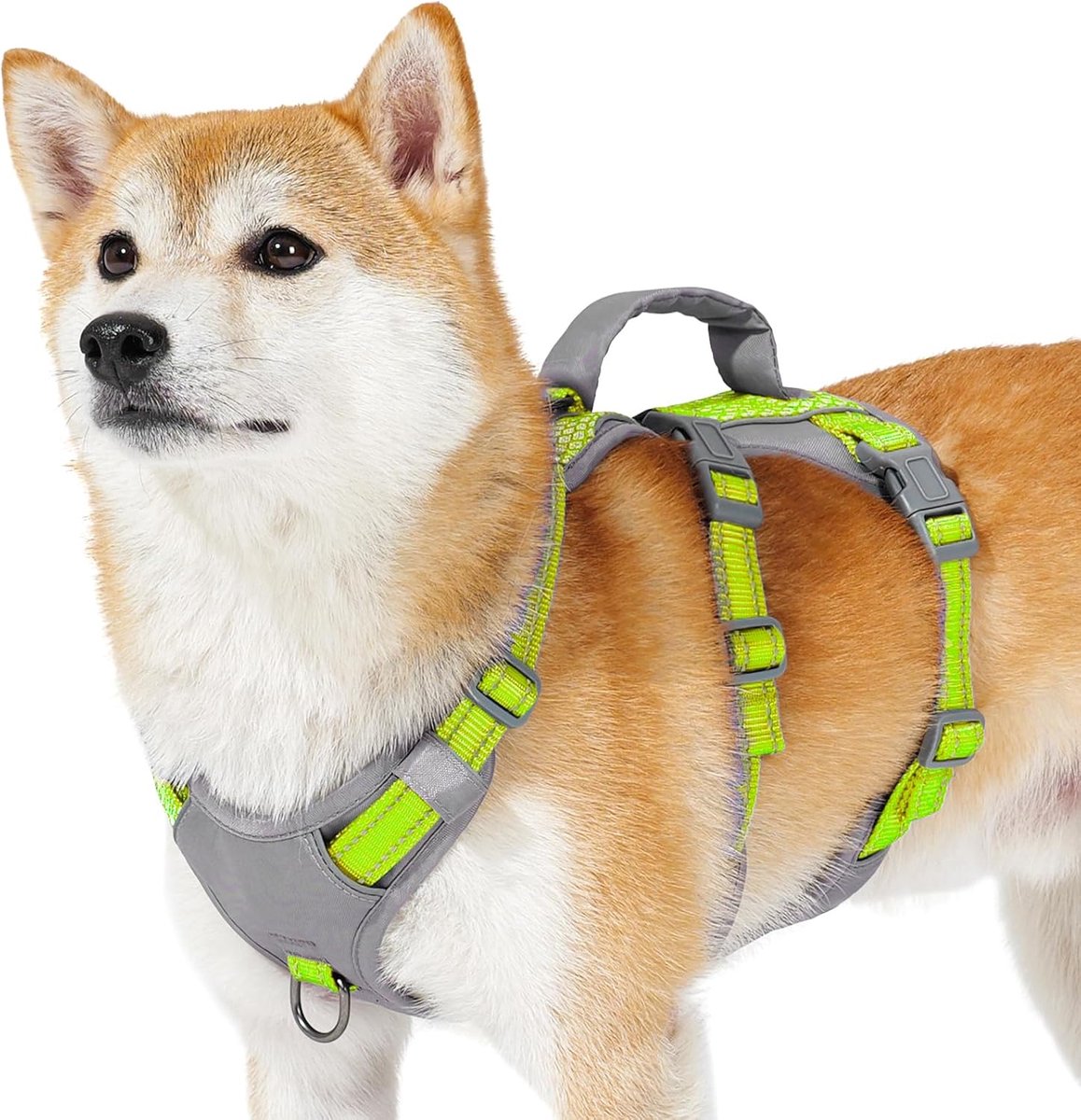 Ontsnapbestendig Hondentuig Medium, Anti-Trek Hondentuig met Handvat, Ademend, Verstelbaar, Reflecterende, Lichtgewicht Hondentuig voor Kleine en Grote Honden Buiten (Felgroen,S)