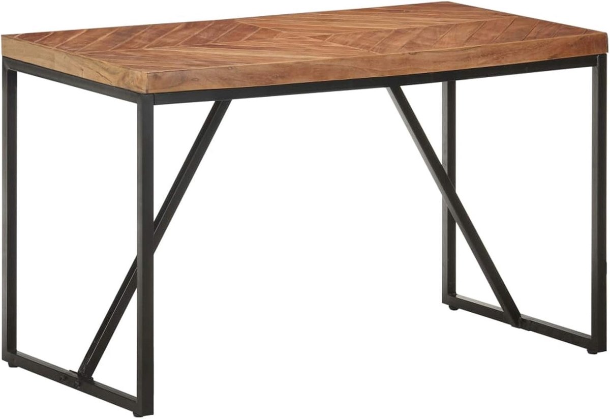 Eettafel 120 x 60 x 76 cm, massief hout, acacia en mango, moderne eetkamer, voor woonkamer, slaapkamer, balkon