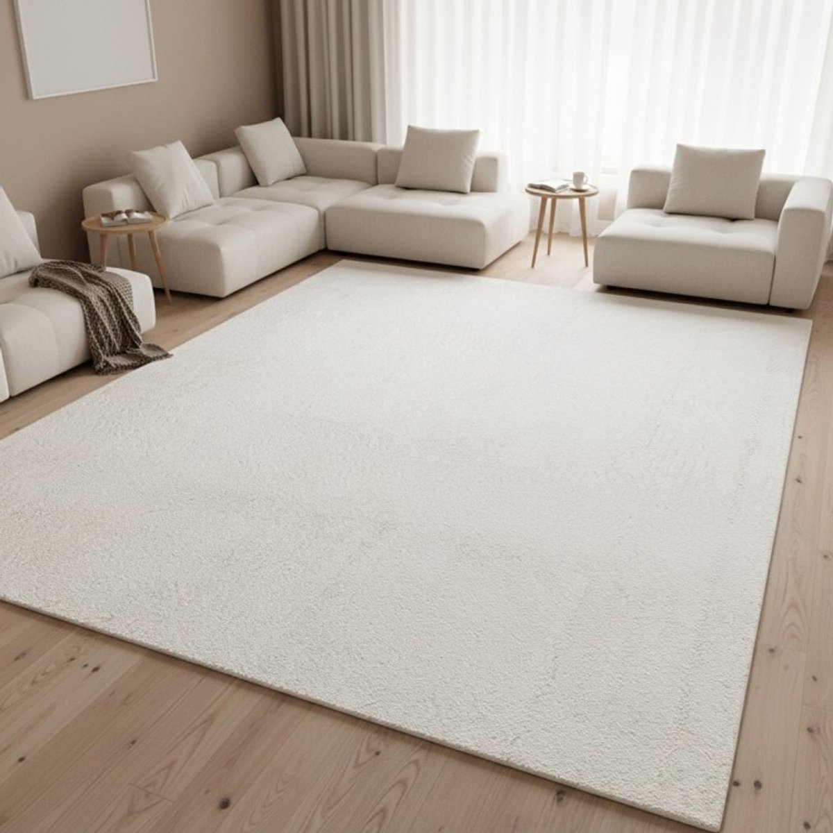 TapisTrend Designer tapijt Crème 240x340 cm Modern, effen vloerkleed met een zacht oppervlak en dichte pool voor de woonkamer, slaapkamer en ontspanningsruimte Beige