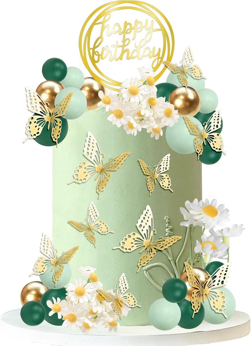 43 stuks, vlinder, taarttopper, decoratieve ballen voor taarten, doe-het-zelf verjaardag, taarttopper, decoratie voor bruiloft, feest, jubileum, verjaardag