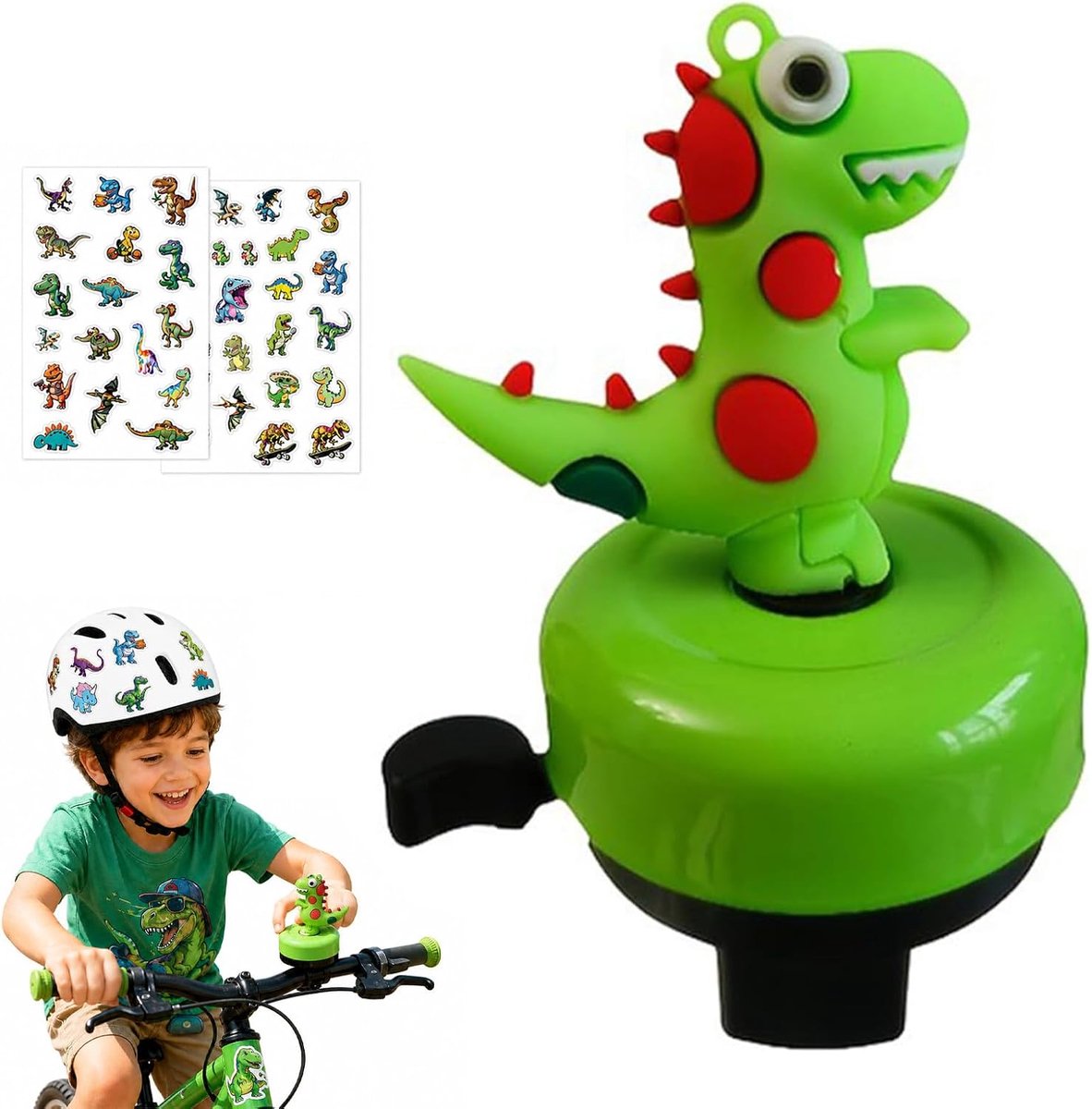 Kinderfietsbel met 2 stickers, fietsbel voor jongens en meisjes, voor fiets, scooter en driewieler