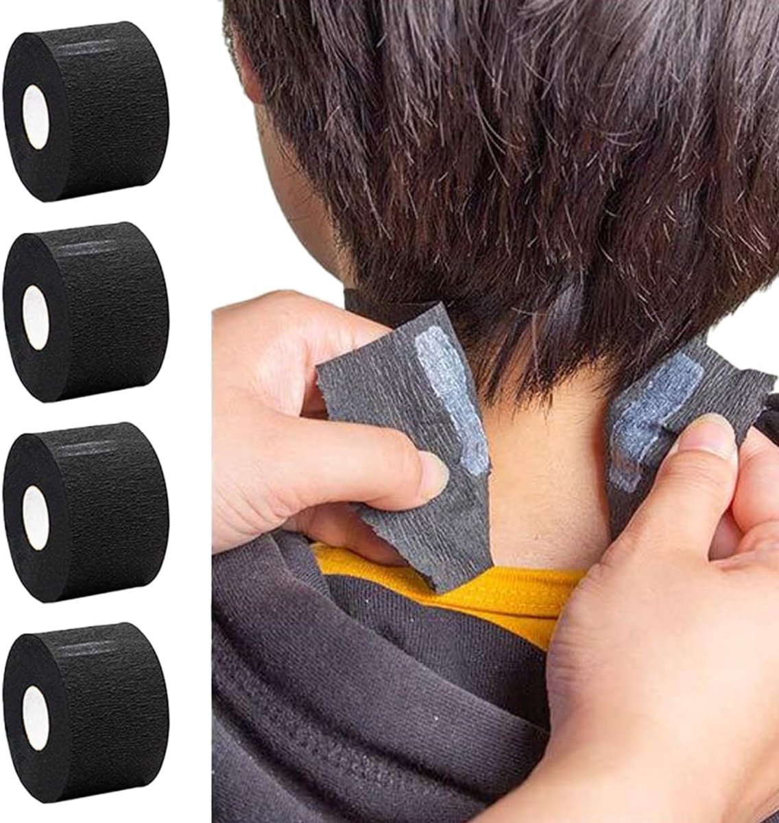 4 Rolls 300 Sheets Disposable Collar, Barber Collar, Hairdressing Neck Paper, Neck Paper (Black) - ShopVlot