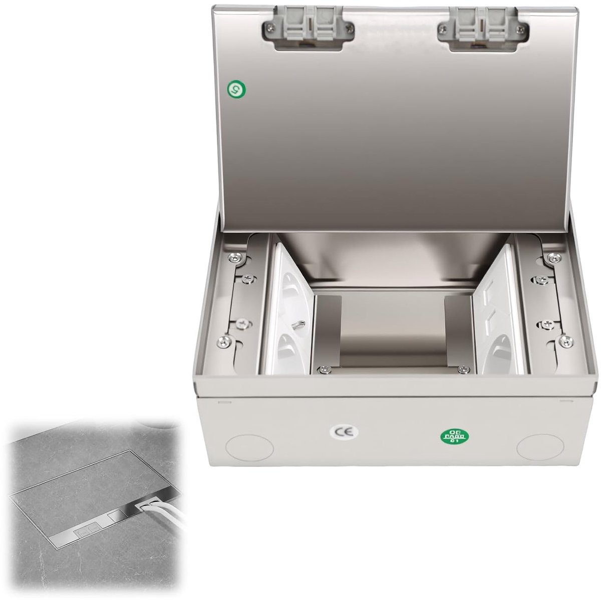 Vloerstopcontact voor vloertank, roestvrij staal, inbouwstopcontact, elektrische gronddoos, 16 A/4000 W/AC250 V - ShopVlot