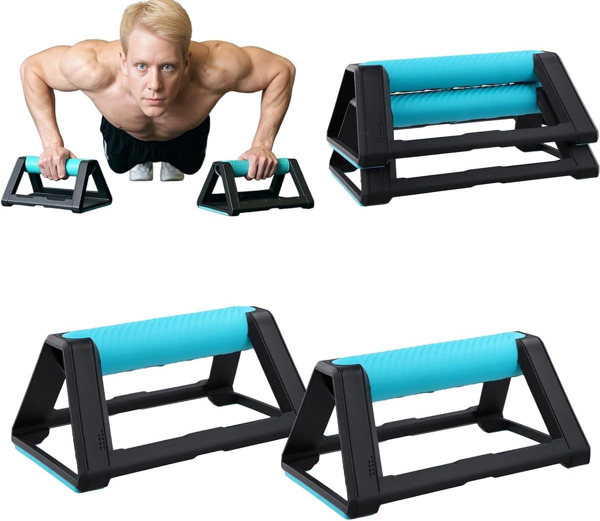 Set van 2 Push Up Handvatten met Siliconen Grip, Antislip Basis, Draagbaar en Stapelbaar, Ideaal voor Calisthenics, Fitness en Handstand Oefeningen, Belastbaarheid tot 110 kg