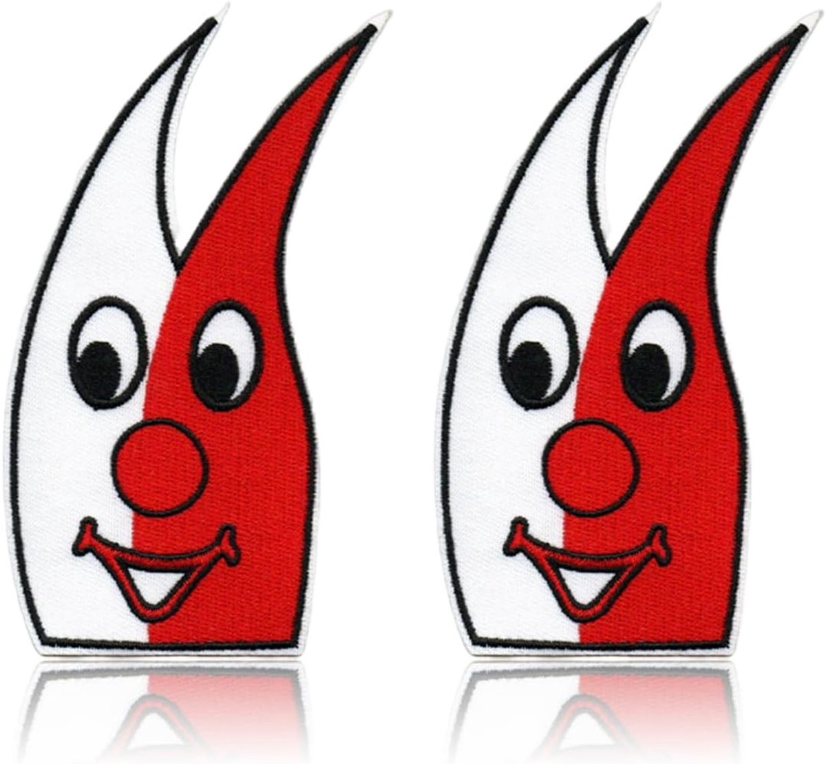 Set van 2 Strijkplaten voor Carnaval, Rood en Wit, Ideaal voor Kostuums en Kledingaccessoires, Strijkpatches en Stickers voor Kleding en Broeken