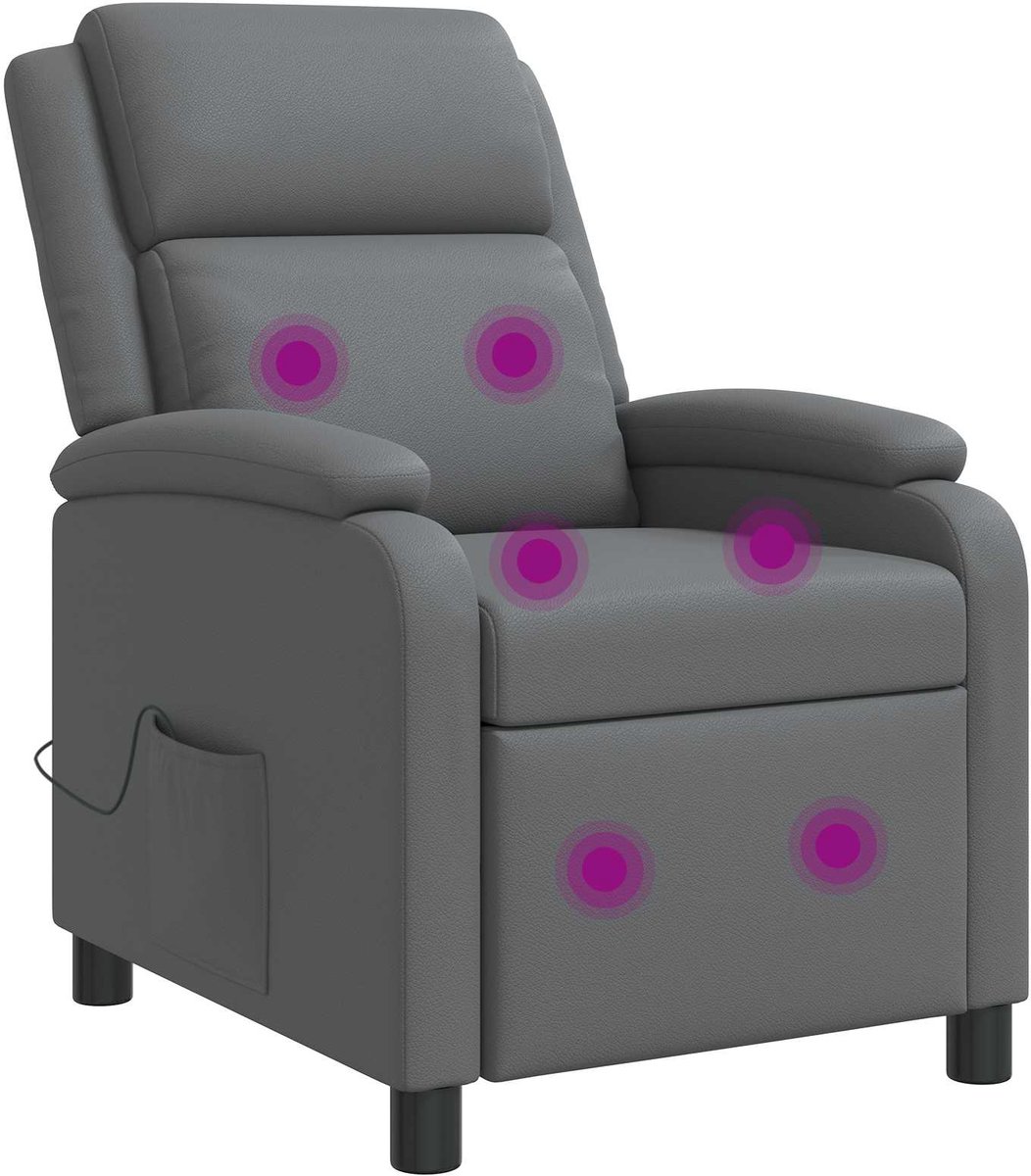 vidaXL Massage - Relaxstoel - Grijs - Kunstleer