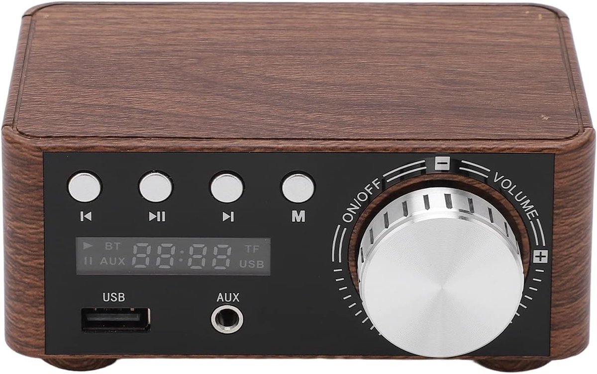 Houtnerf Bluetooth 5.0 Digitaal Versterker met 2 Kanalen 50W+50W voor Hifi Audio en USB Ingang voor Luidsprekers
