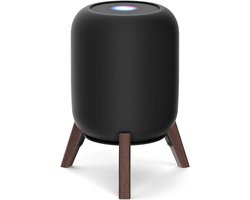 Notiela Zwarte houten tafelstandaard voor HomePod 1 & 2 – Antislip desktopstandaard van hout met driepootdesign, compatibele luidsprekerstandaard voor HomePod van de 1e en 2e generatie