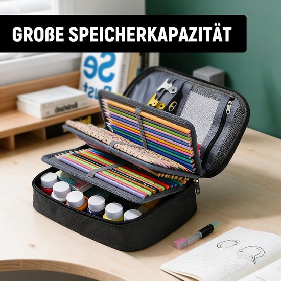 Etui tiener, school-etui, pennenetui jongens, pennenetui, etui voor jongens, 5 vakken, draagbare pennenetui, potlodenorganizer — afbeelding 3