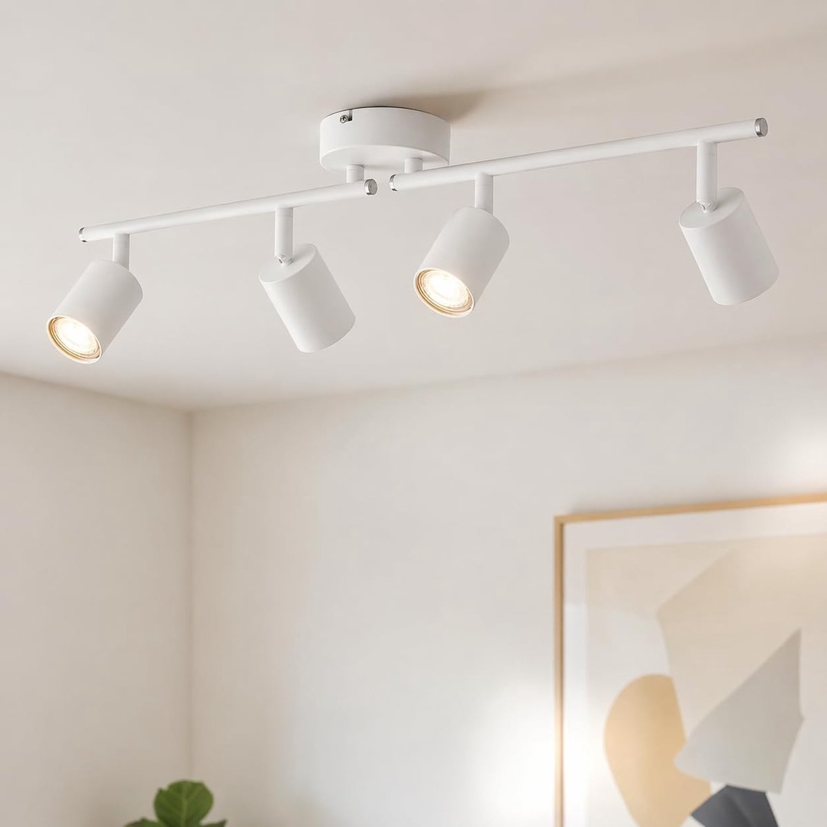 Plafondlamp, 4 spots, led, draaibaar, binnenverlichting, wit, GU10