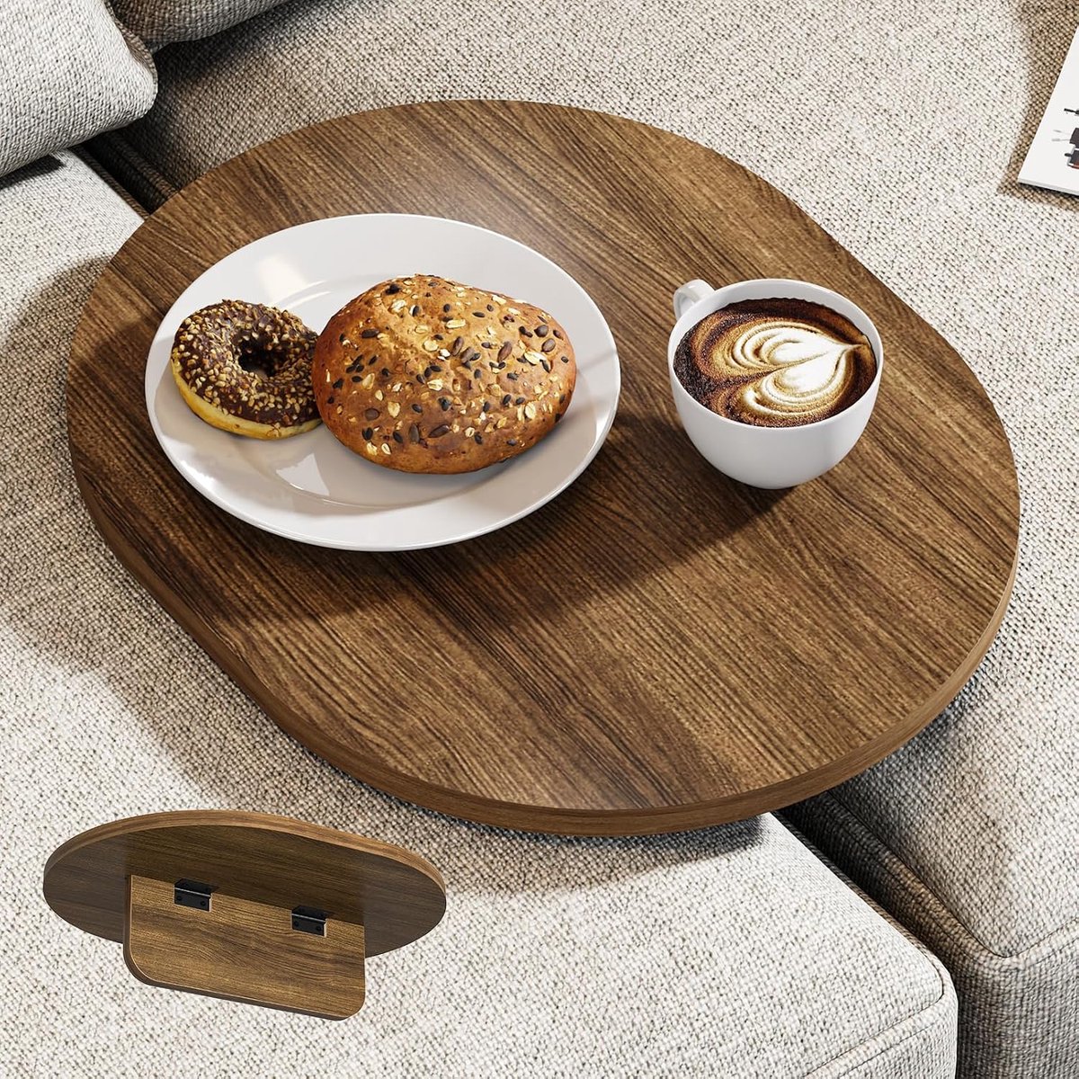 Sofa Tray voor in het midden, 40 x 32 cm, houten sofa tray