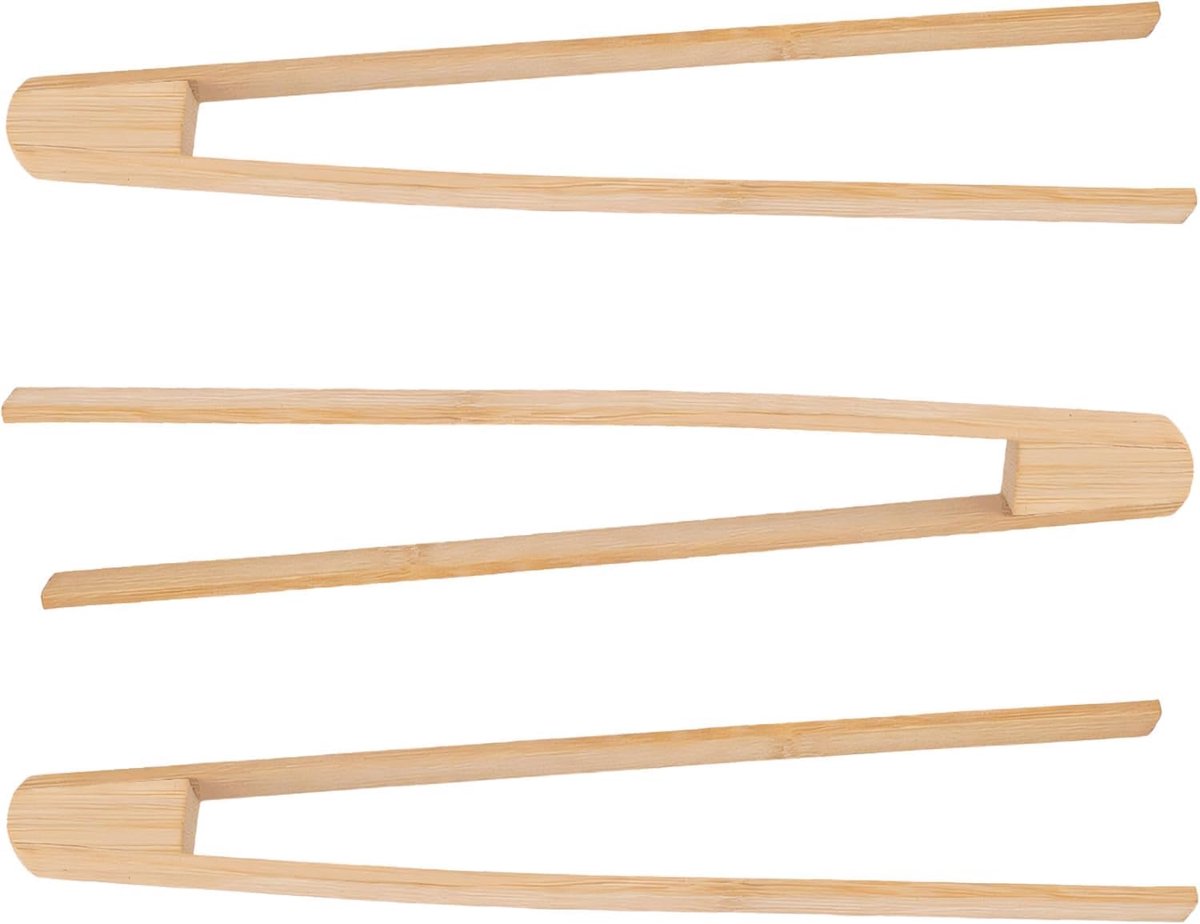 3 stuks grilltang, 25 cm houten tang keuken herbruikbare toast tongs houten grilltang, keukentang, grilltang, lange multifunctionele toasttang voor braden, salade, snoep, komkommers, koken, brood