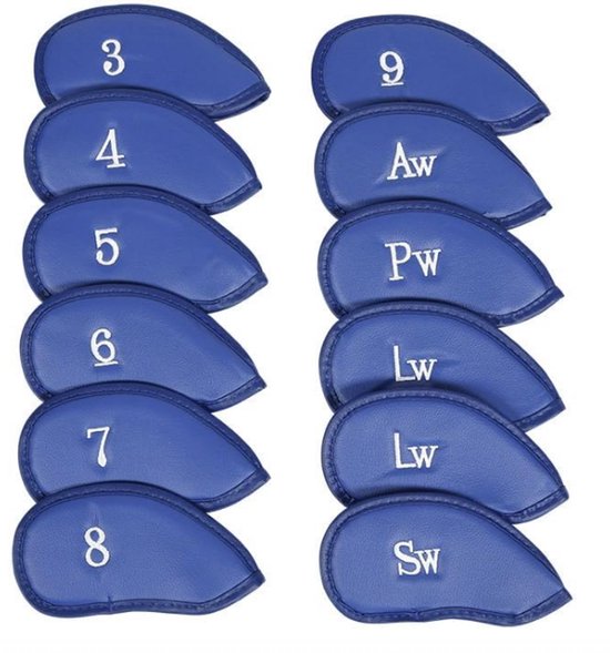 Golf Club Covers IJzers - Golfclub Covers - 12 stuks - Blauw - Leer - Golf Accessoires - Golf Headcovers - Golf Spullen — afbeelding 2