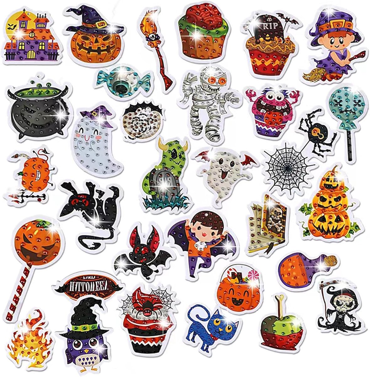 Kits, 32 stuks Halloween 5D DIY Diamond Painting Tags, Geschenkverpakking Tags, Diamant Schilderen Ornamenten voor Kinderen Volwassen Beginners, Hangende Tags