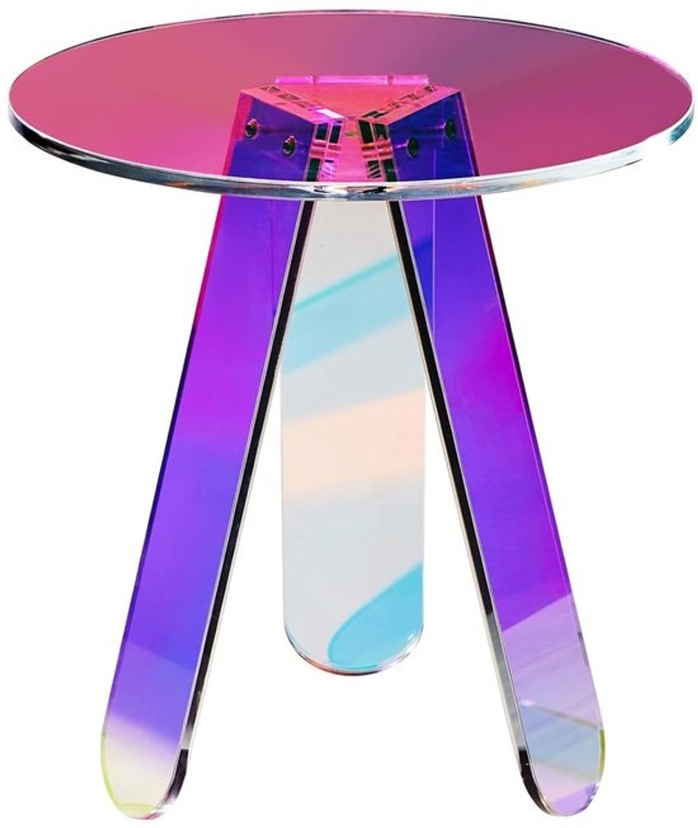 Ronde bijzettafel - Acryl - Multifunctionele salontafel - Voor binnen en buiten - Maximale belasting - 10 kg - Eenvoudige installatie