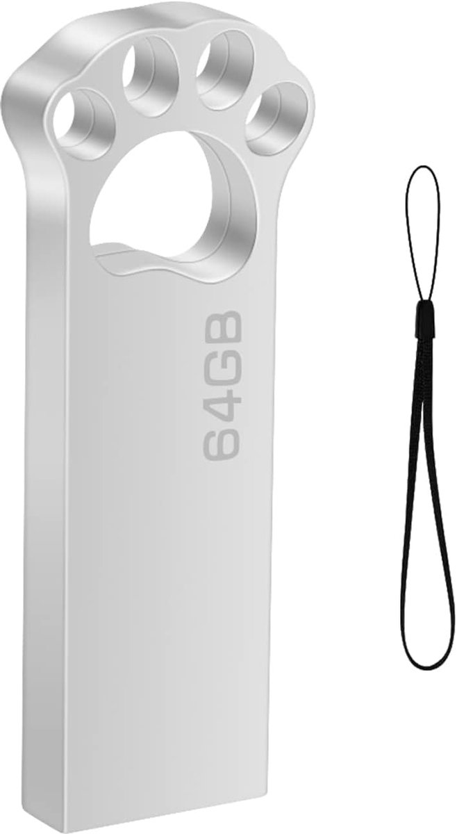64 GB, metalen USB-stick, minipendrive, USB 2.0, voor pc's, tablets, externe gegevensopslag, zilverkleurig