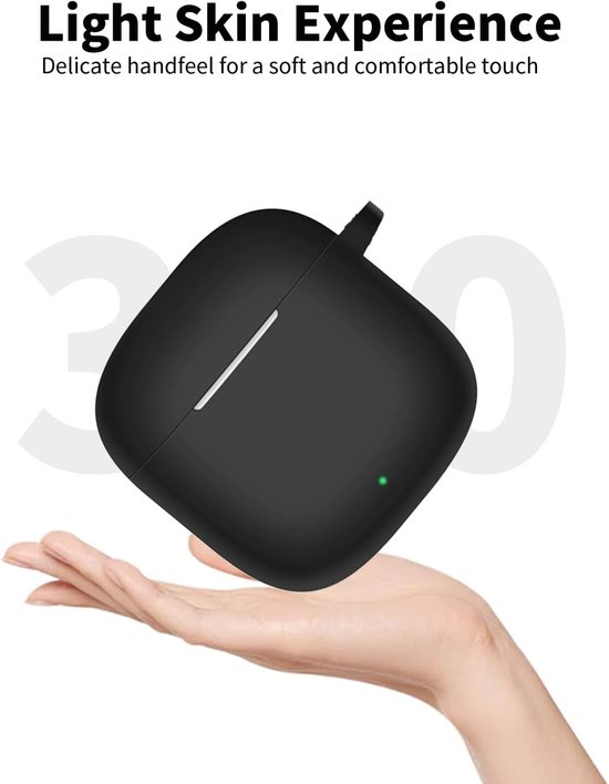 Hoes voor Huawei Freebuds SE2 oordopjes, schokbestendig, waterdicht, zacht en slank, siliconen afdekking met sleutelkoord, sleutelhanger en reinigingsset, zwart — afbeelding 2