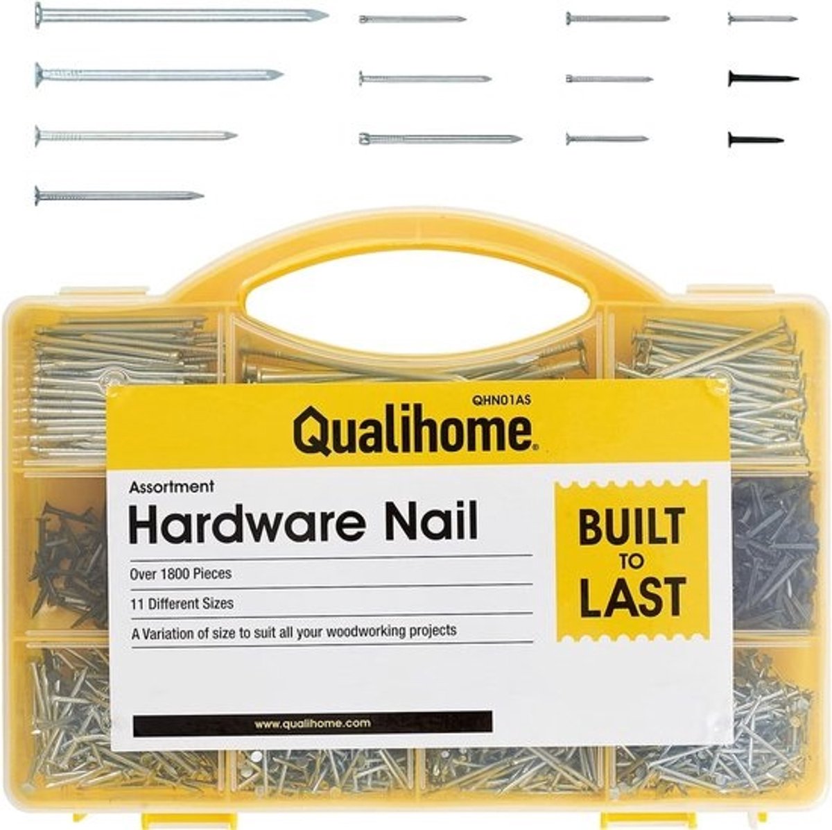 Assortiment nagels - Kit met bevestigingsmiddelen - Voor houtbewerking en timmerwerk - Stevig en niet-buigbaar - Meer dan 1000 stuks
