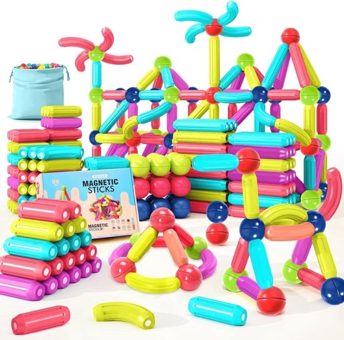 88-delige set - magnetische bouwstenen voor kinderen - 3D-constructiespeelgoed - voor educatieve ontwikkeling