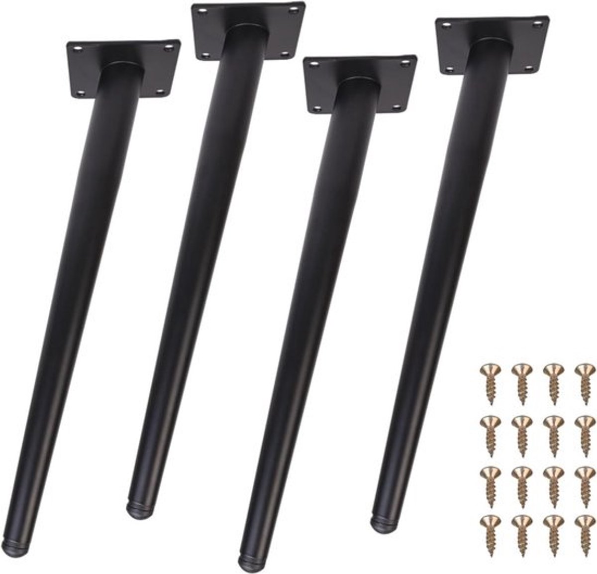Zwarte metalen tafelpoten - Schuine en kegelvormige meubelpoten - Voor dressoirs, banken en stoelen - 4 stuks - 35 cm